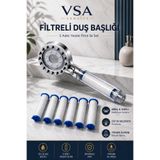 VSA Filtreli Duş Başlığı 5 Yedek PP Filtreli | Yüksek Basınçlı, Kireç Tortu ve Pas Filtreleme, Arıtmalı Duş Başlığı (Yeni Nesil) - Her Banyoya Hortumuna UYGUN