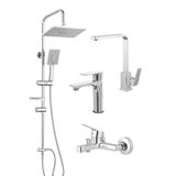 VSA Krom 4lü Set Banyo Bataryası Eviye Bataryası Lavabo Bataryası Duş Tepe Yağmurlama Seti Özel Seri 2