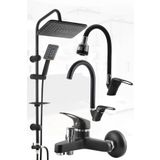 Vsa Robot Siyah Spiralli Tepe Yagmurlama Dus Seti Mutfak Banyo Lavabo Batarya Musluk Set