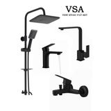 VSA Siyah 4lü Set Banyo Bataryası Eviye Bataryası Lavabo Bataryası Duş Tepe Yağmurlama Seti Özel Seri