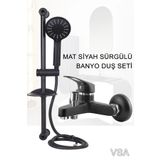 VSA Siyah Sürgülü Banyo Duş Seti Siyah Mix Banyo Bataryası Duş Seti