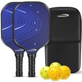 Vsmooth 2 Fiberglas Kürek ve 2 İç Mekan ve 2 Dış Mekan Pickleball Topları ve 1 Taşınabilir Turşu Topu Çantası USAPA Onaylı Fiberglas Pickleball Raketleri ve Konforlu Kavrama ile Pickleball Seti