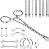 Vsnnsns 9 Stil 316L Cerrahi Çelik Vücut Piercing Aletleri, Burun Halkaları, Septum, Dudak, Göbek, Dil, Göbek Halkaları, Kaş Piercing'ı, Kulak Piercing'ı, Takı Araçları
