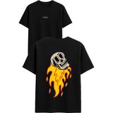 Vsrn Altın Diş Kurukafa Tasarım Baskılı Siyah Oversize T Shirt