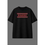 Vsrn Bayrak Romanıa 22 Tasarım Ön Baskılı Siyah Oversize T Shirt - XL