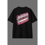Vsrn Kaset Çalar Tasarım Arka Baskılı Siyah Oversize T Shirt