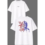 Vsrn Motor ve Kask Tasarım Ön Arka Baskılı Beyaz Oversize T Shirt - XL