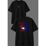 Vsrn Motor ve Kask Tasarım Ön Arka Baskılı Siyah Oversize T Shirt