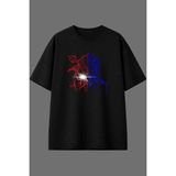 Vsrn Motor ve Kask Tasarım Ön Baskılı Siyah Oversize T Shirt