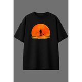 Vsrn Paddle Board Tasarım Ön Baskılı Siyah Oversize T Shirt - XL