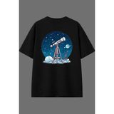 Vsrn Steteskop Tasarım Arka Baskılı Siyah Oversize T Shirt - XL
