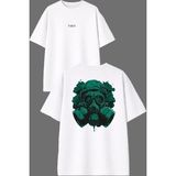 Vsrn Yeşil Gaz Maskesi Tasarım Ön Arka Baskılı Beyaz Oversize T Shirt