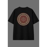 Vsrn Yuvarlak Halı Tasarım Arka Baskılı Siyah Oversize T Shirt