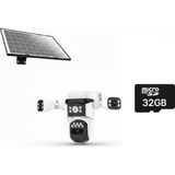 Vstarcam CB621SR 3 Kameralı 6mp Güneş Panelli Solar Wifi Ptz Kamera (Wifi ile Çalışır) + 32GB Mıcro Sd Kart - Beyaz