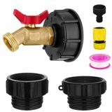 Vtenyeo 275-330 Galon IBC Tote Adaptör with2''Kaba Konu+2 "İnce İplik Tote Vana+2.45" İnce İplik Tote Vana+Kurşunsuz Bahçe Hortum Vana Musluk+Bahçe Hortumu Hızlı Bağlantı