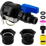 Vtenyeo 275-330 Galon IBC Tote Hortum Adaptör Valfi, 2"S60 x 6 Kaba Dişli + Bahçe Hortumu Valfi Musluğu, 3/4" GHT Bahçe Hortumu Bağlantısı