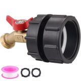 Vtenyeo 275-330 Galon IBC Tote Hortum Adaptör Valfi, 5,08 cm İnce İplik + Bahçe Hortum Valfi Musluğu, 3/4 inç GHT Bahçe Hortumu Bağlantısı