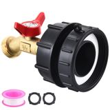 Vtenyeo 275-330 Galon IBC Tote Tank Adaptörü, 6,2 cm İnce İplik + Bahçe Hortum Valfi Musluğu, 3/4" GHT Bahçe Hortumu Bağlantısı