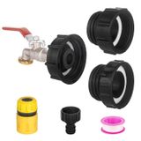 Vtenyeo IBC Tote Adaptör, 275-330 Galon IBC Torba Tank Bağlantı Parçaları 1/2 "Kırmızı Kaymaz Saplı Kurşunsuz Uyumlu Pirinç Su Kapatma Vanası Bataryası 3 Adaptör+Bahçe Hortumu Hızlı Bağlantı