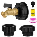 Vtenyeo IBC Tote Adaptör, 275-330 Galon IBC Torba Tank Bağlantı Parçaları 1/2 "Kurşunsuz Uyumlu Pirinç Su Kapatma Vanası Bataryası 3 Boyutlu Adaptör+Bahçe Hortumu Hızlı Bağlantı