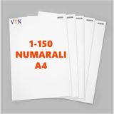 VTN 1'den 150'YE Numaralı A4 Kağıt - Copier Bond 80 gr - Renkli