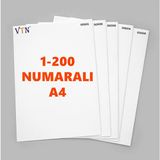 VTN 1'den 200'YE Numaralı A4 Kağıt - Copier Bond 80 gr - Renkli