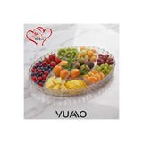 VUAO 5 Bölmeli Cam Servis Tabağı 31x21 cm - Şık Sunum Tabağı Çerezlik ve Kahvaltılık - Kaliteli Kalın Cam Bölmeli Tabak - Misafir Sunumları İçin 5 Bölmeli Cam Tabak - Fonksiyonel Dekoratif Servis Tabağı
