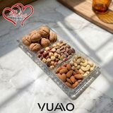 Vuao Bölmeli Servis Tabağı 30.5 cm x 15,5 cm - 3 Bölmeli Kaliteli Cam Servis Tabağı - 15 x 30 cm