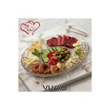 VUAO Bölmeli Servis Tabağı 30cm x 20cm 5 Bölmeli Kaliteli Cam Servis Tabağı Sunum Tabağı Çerezlik Kahvaltı Tabağı Şık Cam Tabak Mutfak Sofra Dekoratif Sunum Seti Çok Amaçlı Cam Servis Tabağı Çerezlik Kase