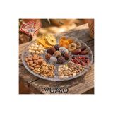 VUAO Bölmeli Servis Tabağı 5 Bölmeli Kaliteli Cam Servis Tabağı Yuvarlak 28cm x 28cm Sunum Tabağı Çerezlik Kahvaltı Tabağı Şık Cam Tabak Mutfak Sofra Dekoratif Sunum Seti Çok Amaçlı Cam Servis Tabağı