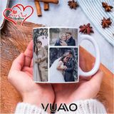 Vuao Kişiye Özel Isimli 10 Fotoğraflı Kolaj Kupa Bardak, Isme Özel Kişiselleştirilmiş Hediye Kupa Bardağı - Beyaz - 300 ml