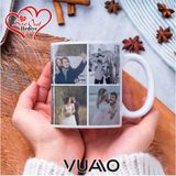 Vuao Kişiye Özel Isimli 8 Fotoğraflı Kolaj Kupa Bardak, Isme Özel Kişiselleştirilmiş Hediye Kupa Bardağı - Beyaz - 300 ml
