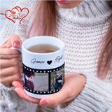 Vuao Kişiye Özel Isimli ve 4 Fotoğraflı Kupa Bardak - Isme Özel Kupa Bardağı - Beyaz - 300 ml