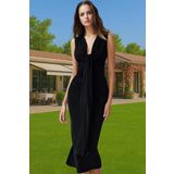 Vücudu Saran Midi Örme Abiye Elbise Şık Tasarım Polyester Elastan Modern Stil Rahat Ve Şık