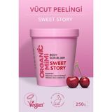 Vücut Peelingi Sweet Story – Nemlendirici Vegan Vücut Peeling Jam, Çilek Bacak Peeling, 250 G