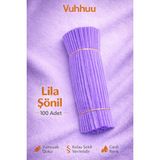 Vuhhuu Lila Şönil Tel (Pipe Cleaner) Hobi Malzemesi – El Işi ve Çiçek Yapımı Için - 100 Adet