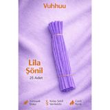 Vuhhuu Lila Şönil Tel (Pipe Cleaner) Hobi Malzemesi – El Işi ve Çiçek Yapımı Için - 25 Adet