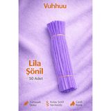 Vuhhuu Lila Şönil Tel (Pipe Cleaner) Hobi Malzemesi – El Işi ve Çiçek Yapımı Için - 50 Adet