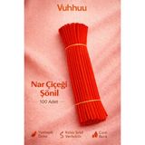 Vuhhuu Nar Çiçeği Şönil Tel (Pipe Cleaner) Hobi Malzemesi – El Işi ve Çiçek Yapımı Için - 100 Adet