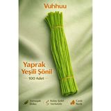 Vuhhuu Yaprak Yeşili Şönil Tel (Pipe Cleaner) Hobi Malzemesi – El Işi ve Çiçek Yapımı Için - 100 Adet