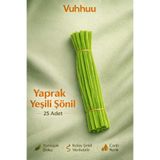 Vuhhuu Yaprak Yeşili Şönil Tel (Pipe Cleaner) Hobi Malzemesi – El Işi ve Çiçek Yapımı Için - 25 Adet