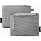 Vulkit Çift Fermuarlı 2'li Mini Seyahat Çantası Unisex Cüzdan - Gri