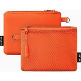 Vulkit Çift Fermuarlı 2'li Mini Seyahat Çantası Unisex Cüzdan - Turuncu