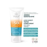 Vully 50 ml SPF+50 Leke Karşıtı Cilt Tonu Eşitleyici Renkli Kapatıcı Etkili Yüksek Koruyucu Güneş Kremi