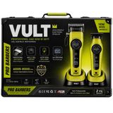 VULT - 2’li Tıraş Makinesi Seti - VT-9878-SPRO Profesyonel – Berber Tipi Kablosuz Clipper & Trimmer – 6000-8000 RPM Motor – 200 Dakika Pil – LED Ekran – DLC Bıçak - Yeşil