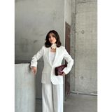 Vuntal Butik Blazer Takım Elbise Tek Düğme Ceket Pantolon - 2XL - Ekru