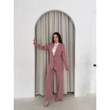 Vuntal Butik Blazer Takım Elbise Tek Düğme Ceket Pantolon - 2XL - Pudra