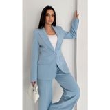 Vuntal Butik Blazer Takım Elbise Tek Düğme Ceket Pantolon - 3XL - Bebe Mavi