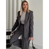 Vuntal Butik Blazer Takım Elbise Tek Düğme Ceket Pantolon - Füme - XL