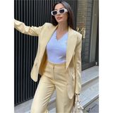 Vuntal Butik Blazer Takım Elbise Tek Düğme Ceket Pantolon - XL - Sarı